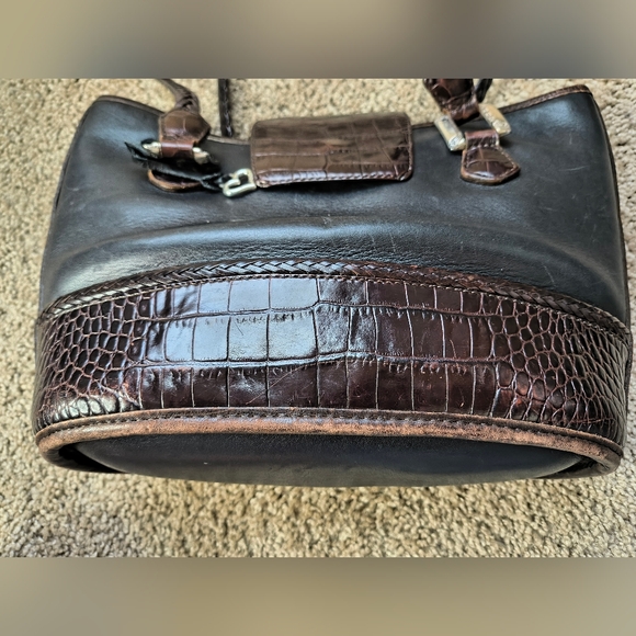 BRIGHTON Women’s VINTAGE Medium LEATHER TOTE SHOULDER Bag Silver Hardware - Picture 4 of 16